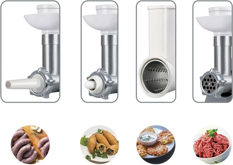 Mlinček za meso in rezalnik zelenjave Eldom M200ZT, 400 W, siv/bel, komplet dodatkov