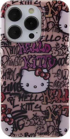 Ovitek Hello Kitty IML Tags Graffiti za iPhone 14 Pro Max, rožnat