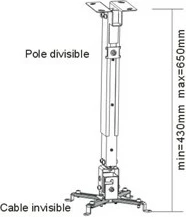 Stropni nosilec za projektor Sunne PRO02, 20 kg, srebrn
