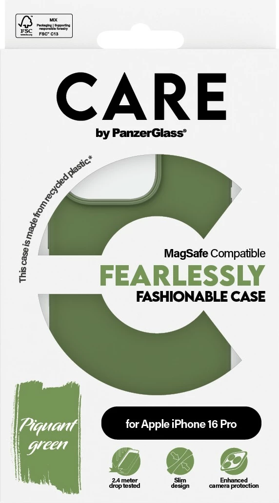 Zaščitni ovitek PanzerGlass CARE Case MagSAFE za iPhone 16 Pro, zelen