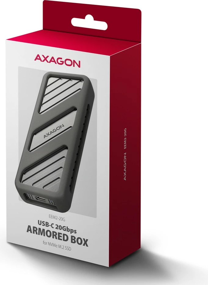 Zunanje ohišje za SSD M.2 NVMe AXAGON EEM2-20G, USB-C 3.2 Gen 2x2, 20Gbps, alumin, črno