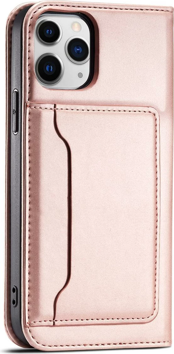 Magnetni ovitek za kartice Hurtel za iPhone 12 Pro, z denarnico in stojalom, rožnat