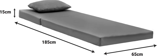 Ležalnik Sadie, siva tkanina, 65x185x15 cm