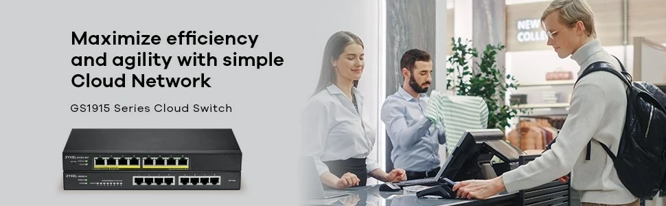 Managed L2 Gigabit Ethernet stikalo z 8 vrati, Zyxel GS1915-8EP, PoE, črno