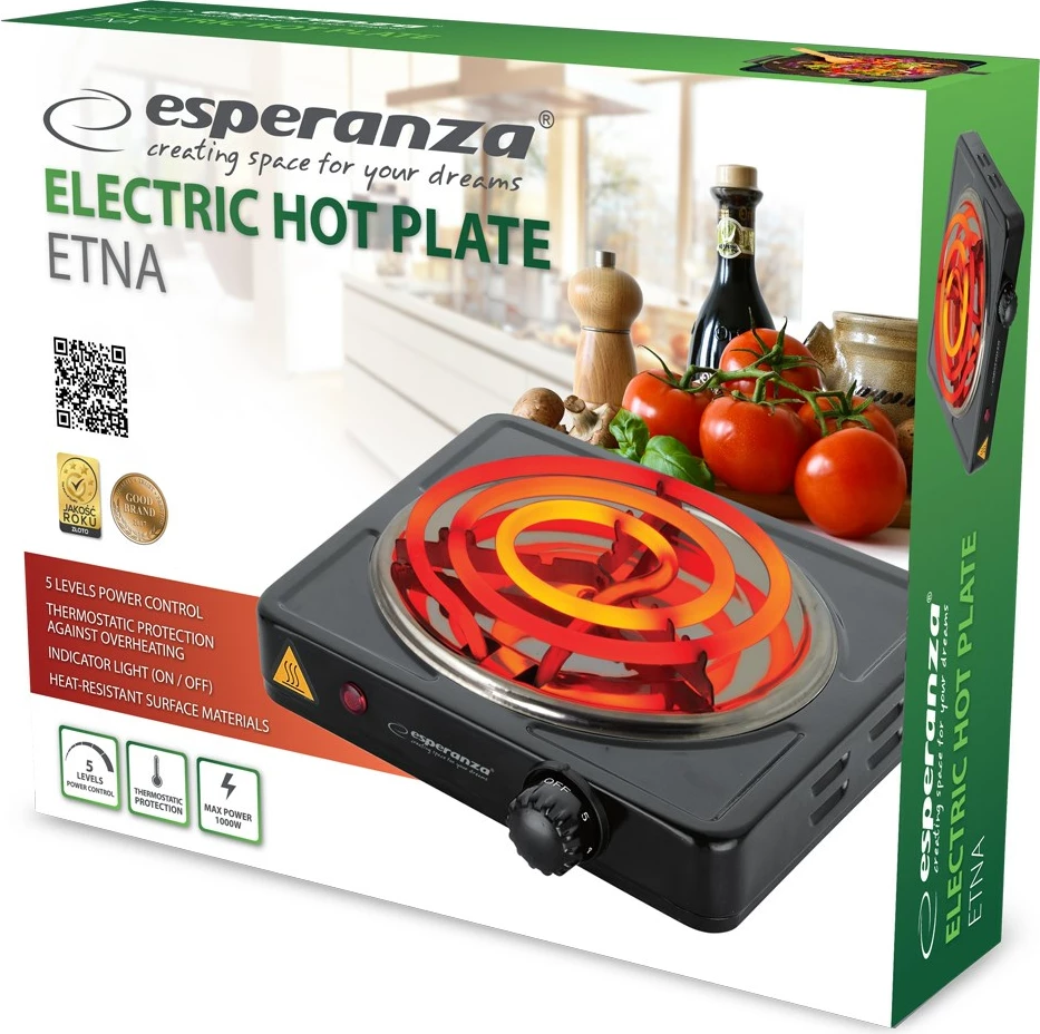 Električni kuhalnik Esperanza EKH012K, črn