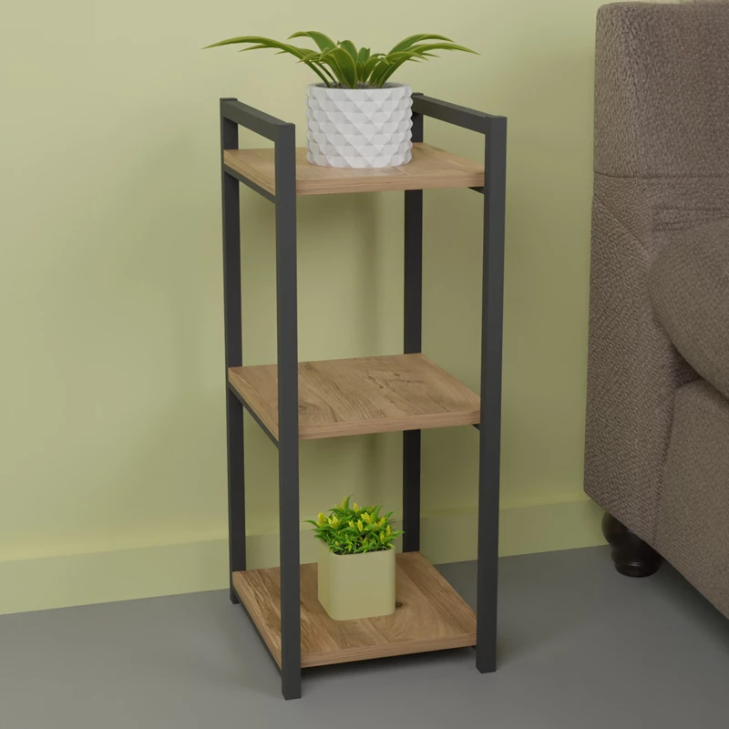 Polica iz kovine in melamina, naravna barva, 33x28x70 cm