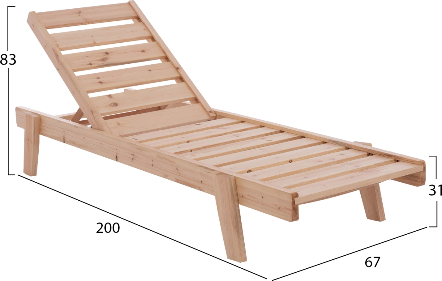 Profesionalni ležalnik iz masivnega švedskega lesa Samos FH11643 67x200x83 cm