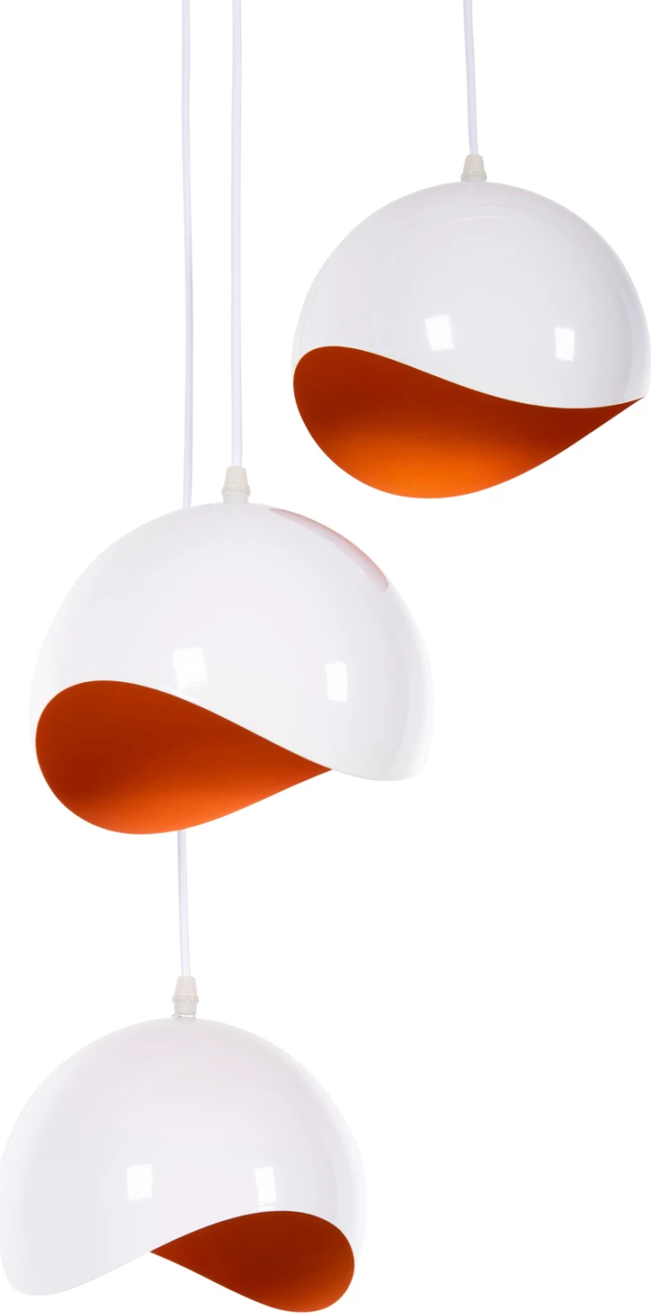 Stropna viseča svetilka s 3 lučkami FH4166.02 kovinske krogle v belo-oranžni barvi Φ20x112Hcm