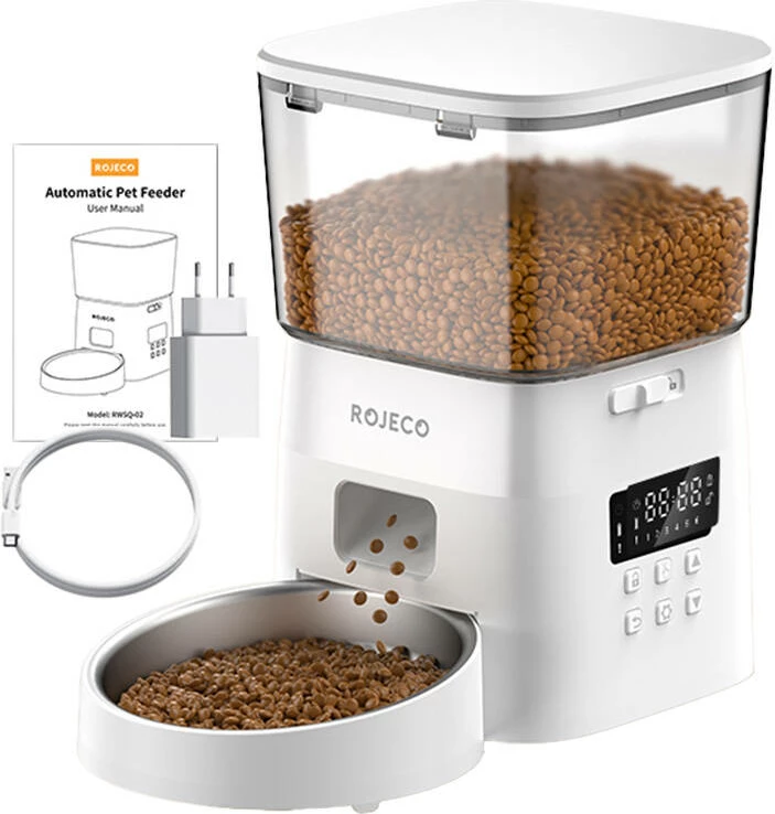 Avtomatski razdeljevalec hrane za hišne ljubljenčke Rojeco RWSQ-02, 2L, bel