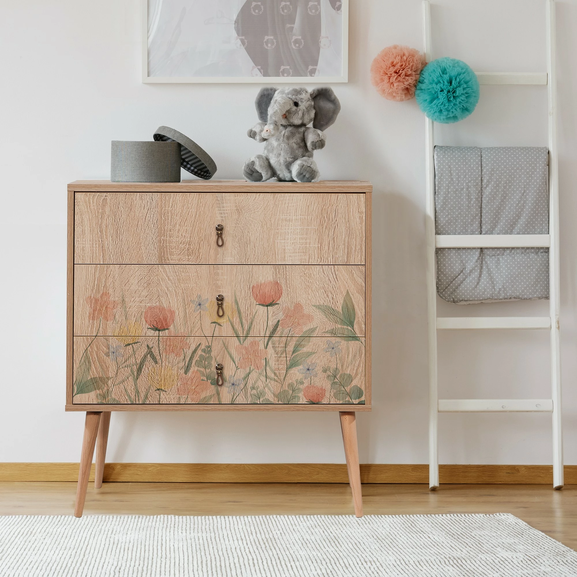 Komoda City Trio Tulip, Hanah Home, barva sonoma hrast
