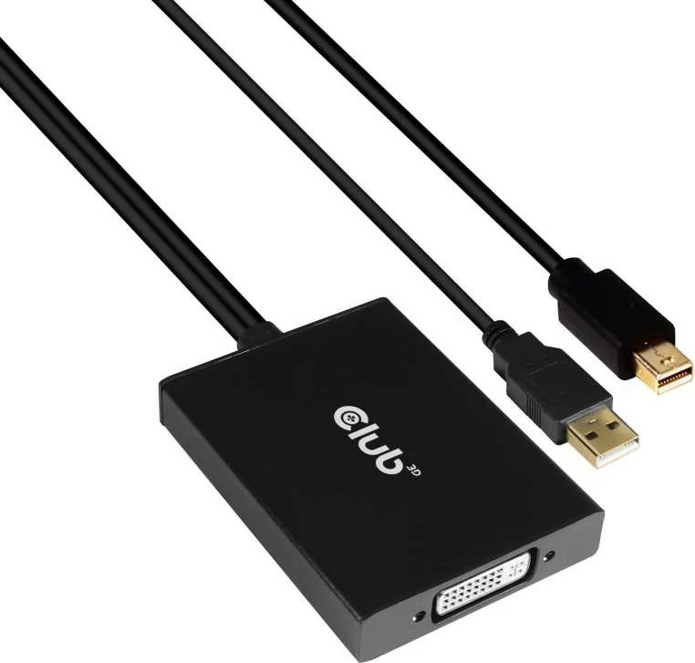 Aktiven adapter Mini DisplayPort na DVI-D Club3D, 0,6 m, črn