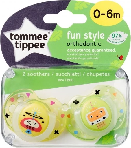 Uniseks duda Tommee Tippee Fun Style, rumena, 2 kosa