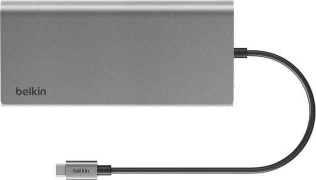 USB-C hub Belkin INC015BTSGY-CZ, 8 vrat, 100W, 4K, aluminij