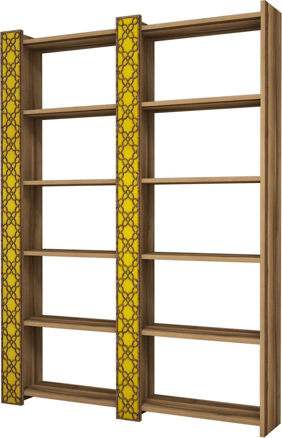 Knjižni regal Skye Decor City 2, oreh in rumena