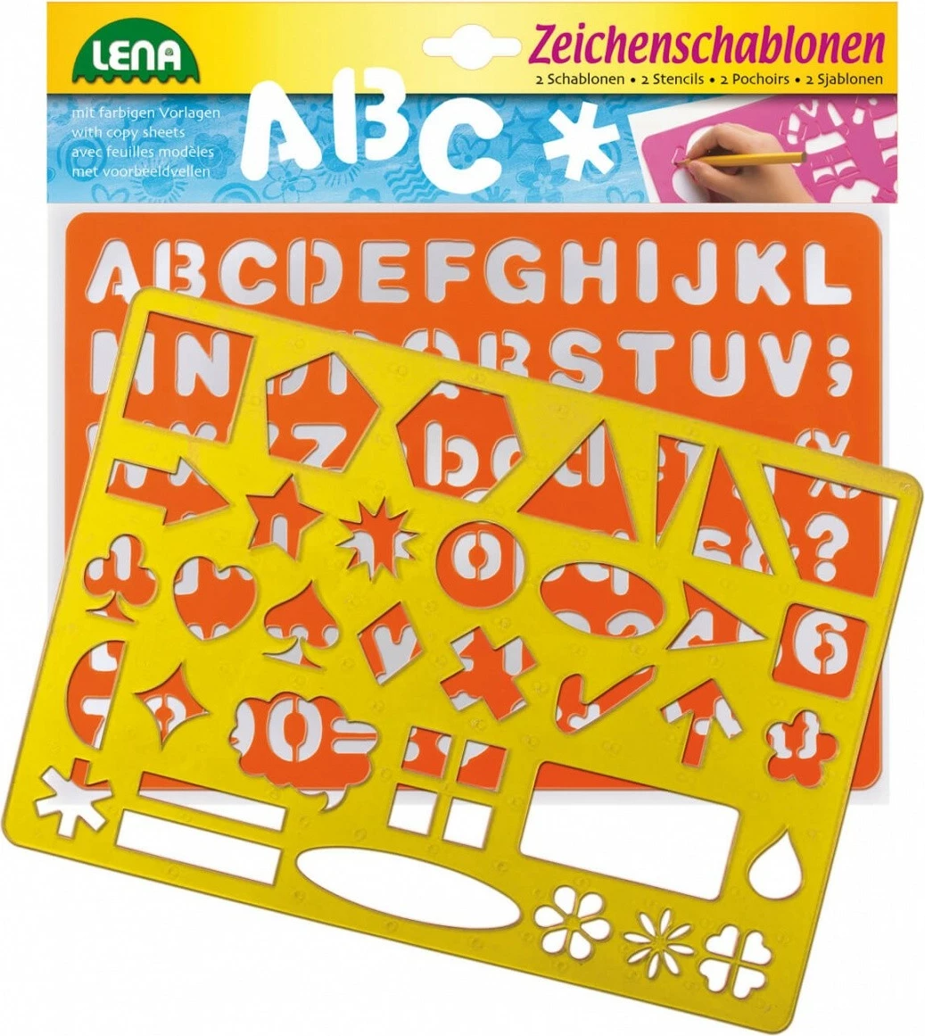 Šablone za risanje, črke, številke in simboli Lena 65774, set 2 kosa