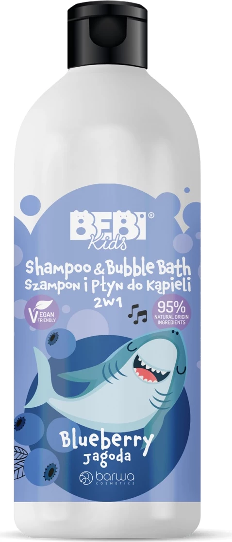 Šampon in gel za kopel 2v1 za otroke Barwa Bebi Kids borovnica 500 ml