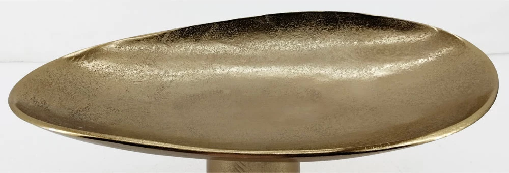 Dekorativni pladenj na nogicah, aluminij, zlata, 46x26x18 cm