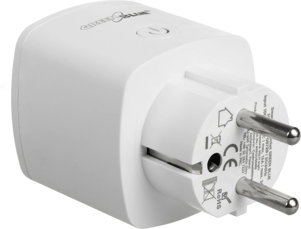 Pametna vtičnica WiFi, upravljanje z aplikacijo, merjenje porabe, bela, GreenBlue GB720F