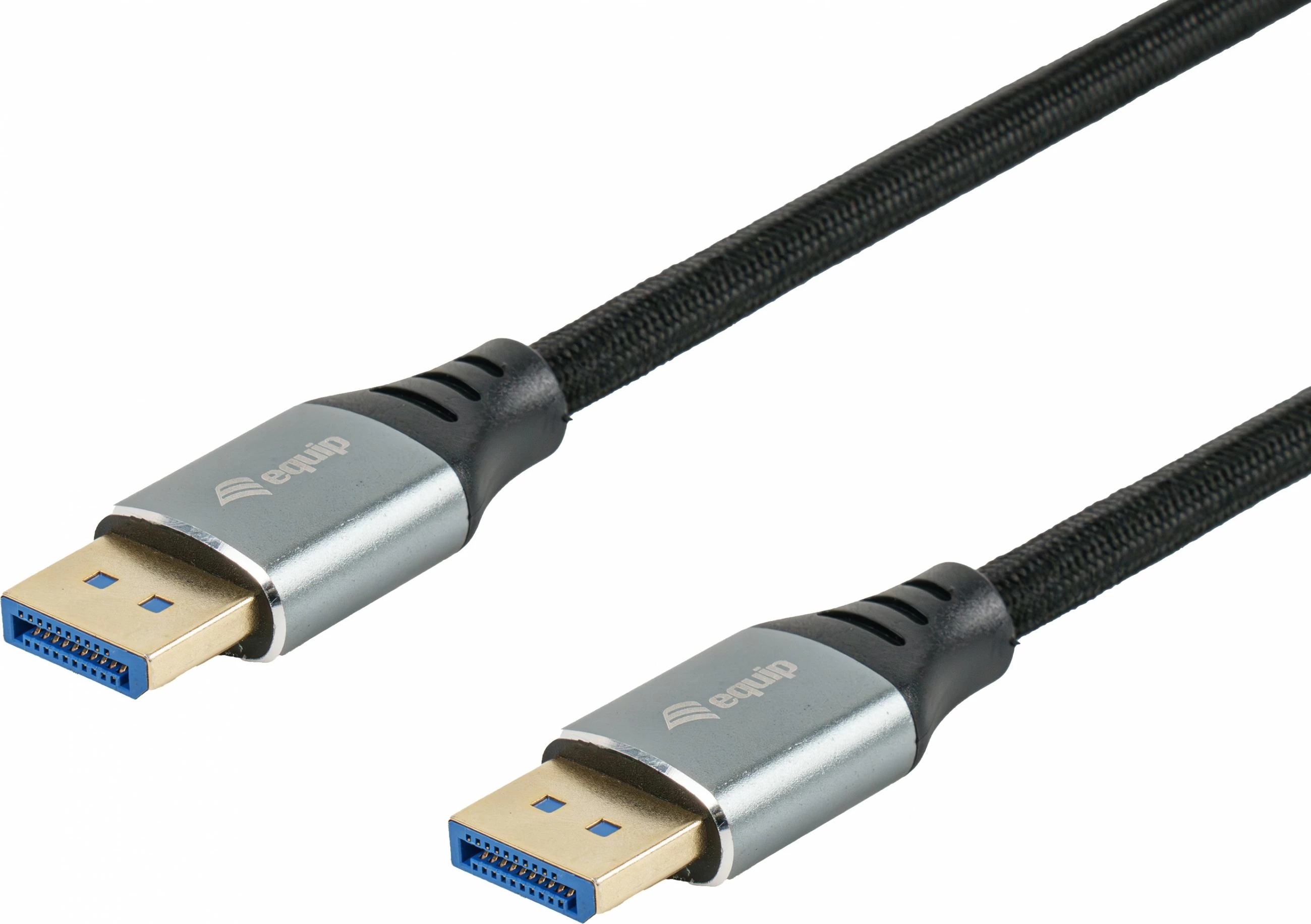 Kablu DisplayPort 2.1, 3 m, 16K, 240 Hz, srebrno/črn — Equip