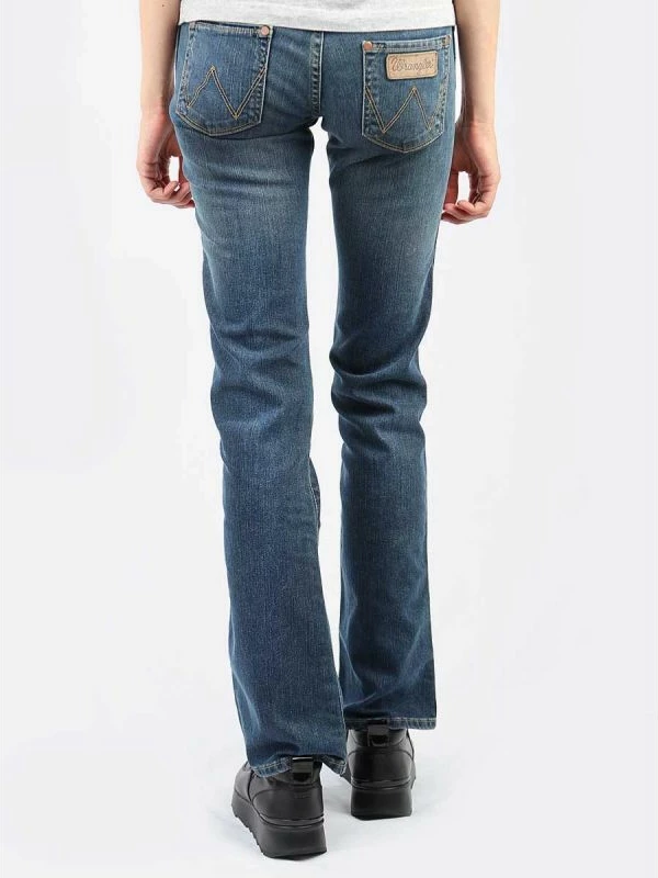 Razširjene hlače Wrangler za ženske, temen denim