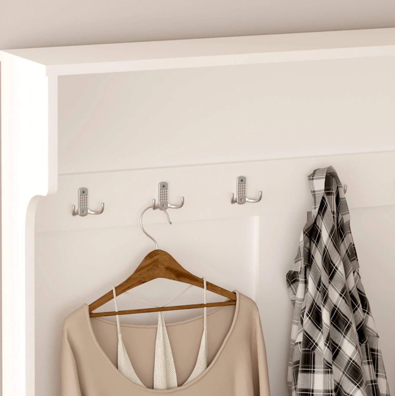 Pohištvo za predsobo KAYLOR FH2475.03 s kavlji in shranjevalnim prostorom-MDF v beli barvi 93x34x180H cm