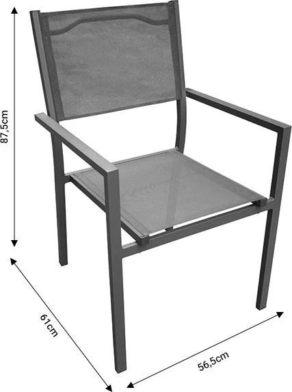 Set jedilne mize in stolov Moly - Kliton I, aluminij in tekstilen, antracit, 80x80x74 cm, 5 kosov