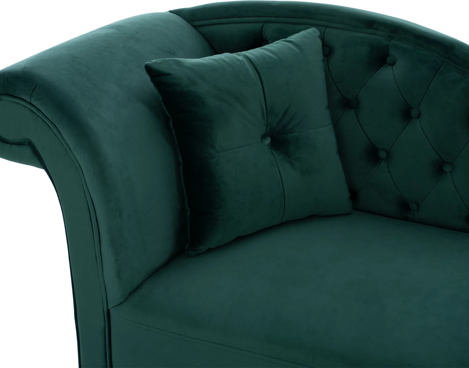 Chesterfield ležalnik Niovi iz zelenega žameta z levim naslonom 190x61x84