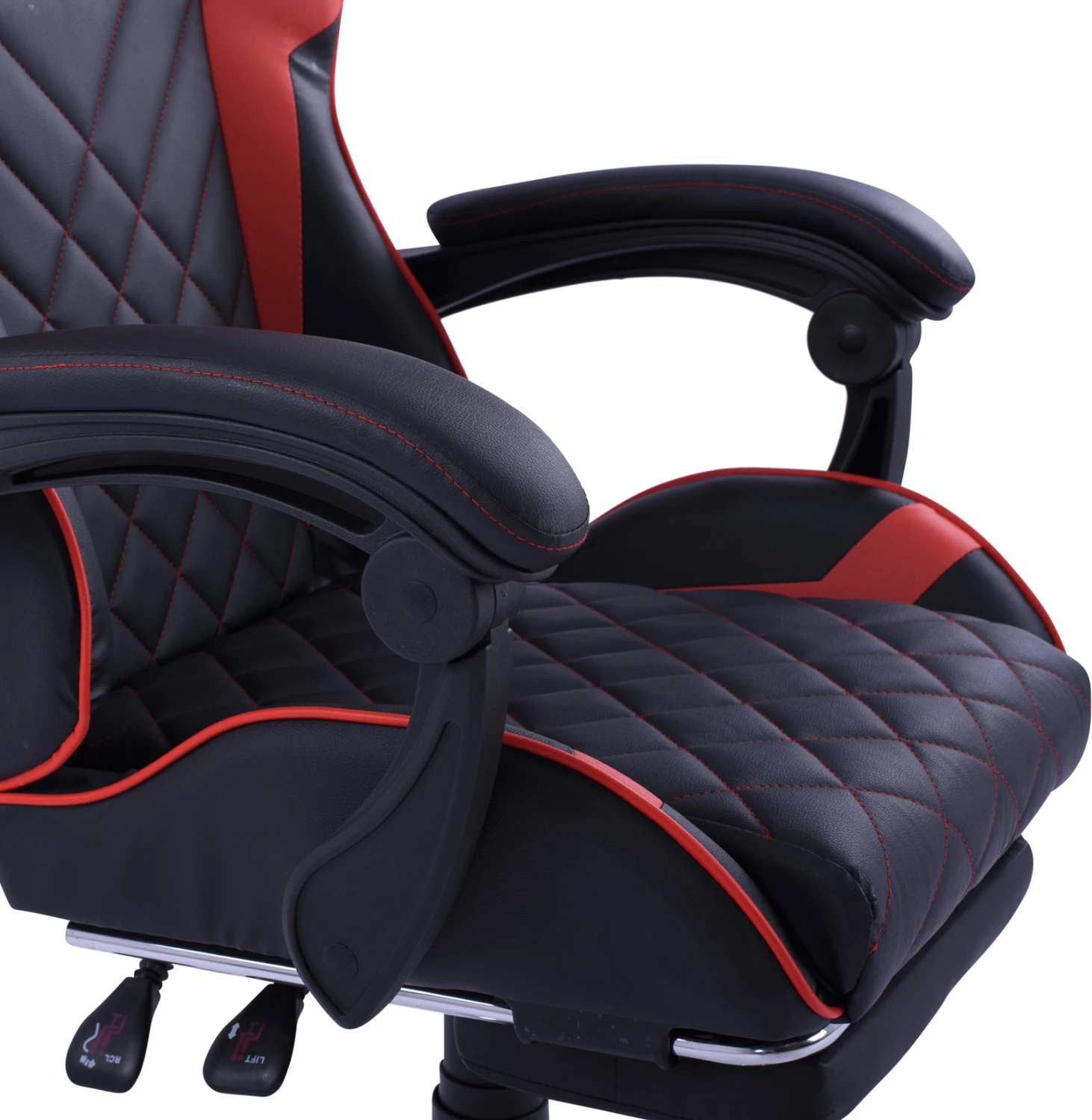 Igralni naslanjač z nagibnim naslonom in stopalko FH1157.01 Črno-Rdeča