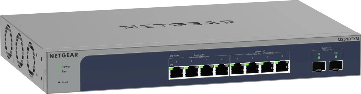 Pametni upravljani Switch NETGEAR 8-portni Multi-Gigabit/10G Ethernet z 2 SFP+ priključkoma, sivi