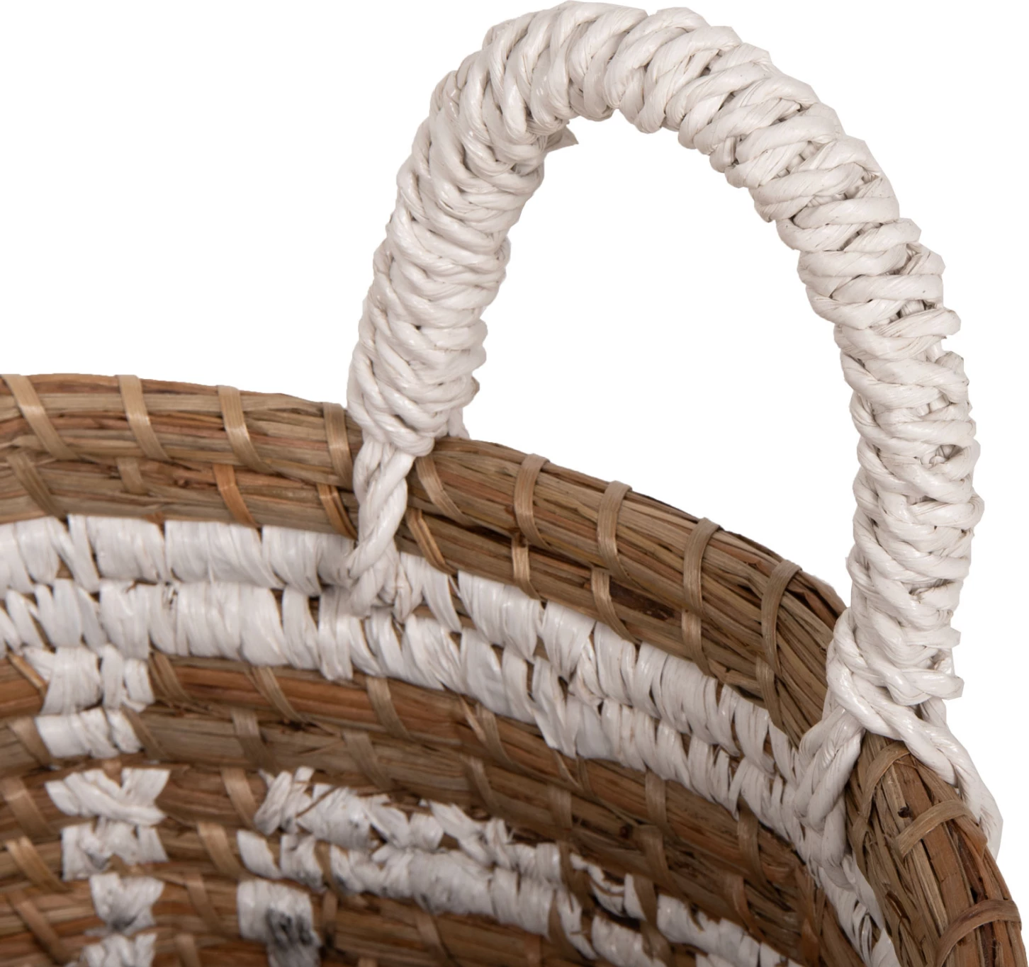 2-delni komplet dekorativnih košar FH7846.01 iz trave Mendong v naravno-beli barvi Φ36x32-40Hcm