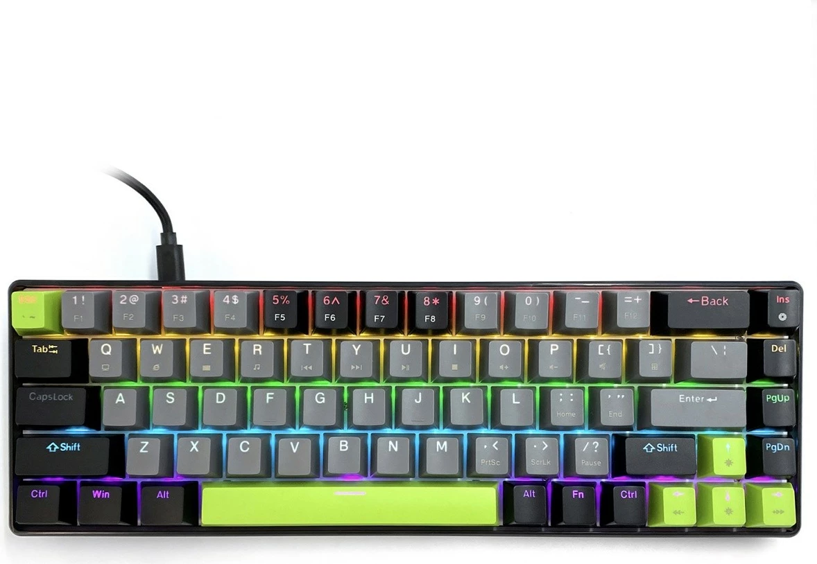 Mehanska gaming tipkovnica 60% z USB-C in RGB Media-Tech Red Core MX60 MT1260, črna/siva/zelena