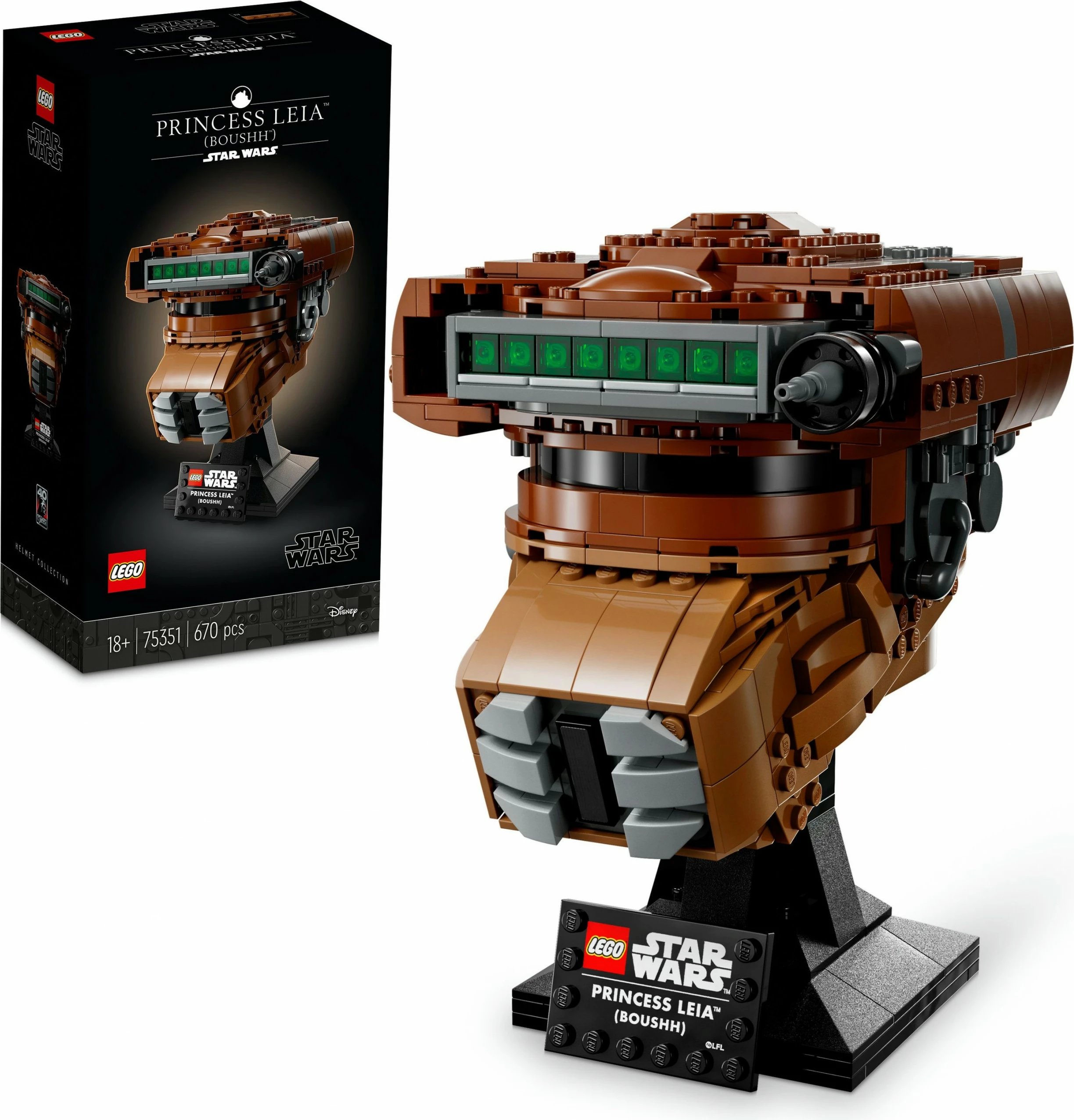 Ikonična čelada Princeske Leie (Boushh), LEGO Star Wars 75351, 670 delov, večbarvno