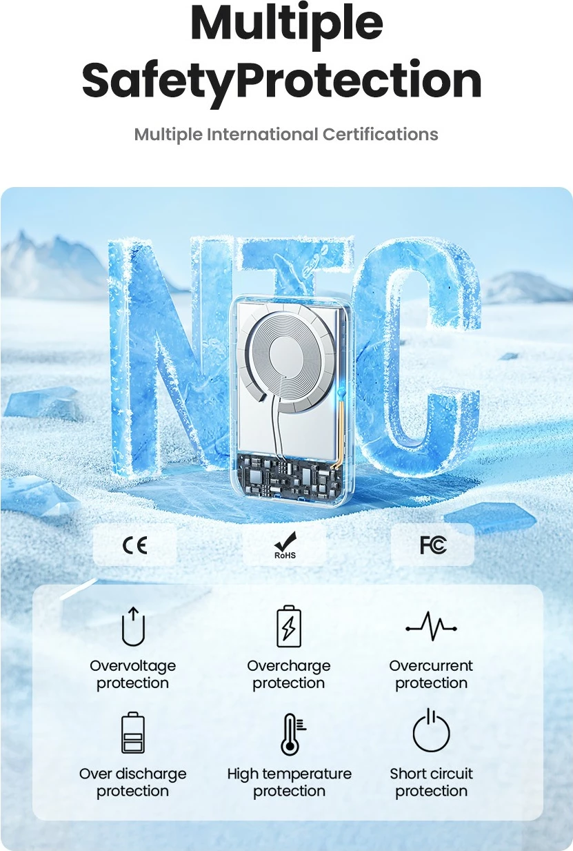 Brezžični polnilnik (powerbank) Ugreen 25208, 10000 mAh, Power Delivery 3.0, bež