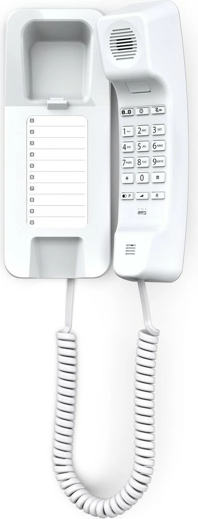 Analogni telefon Gigaset DESK 200, ročka s kablom, 10 številk, bel