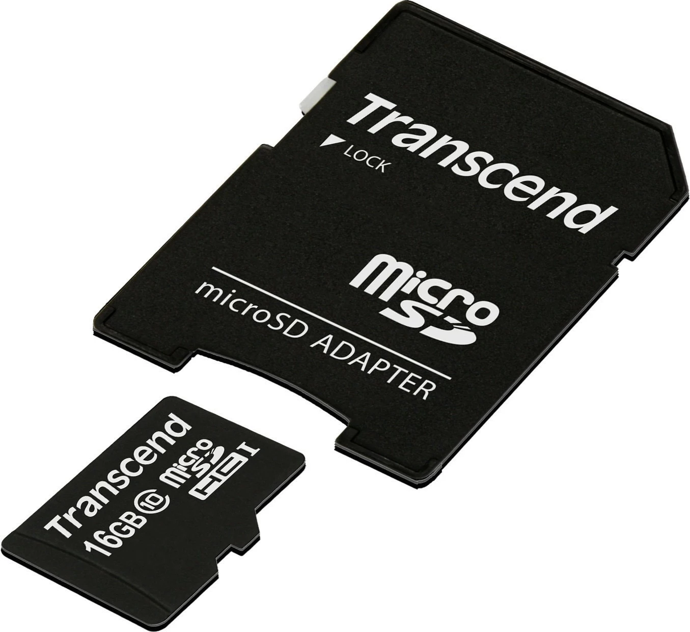 Kartica pomnilnika Transcend microSDHC 16GB, Class 10, z adapterjem, črna