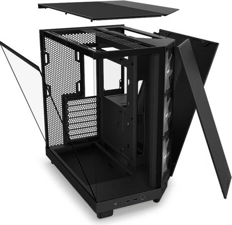 Računalniško ohišje NZXT H6 Flow RGB, Midi Tower, ARGB, kaljeno steklo, črno