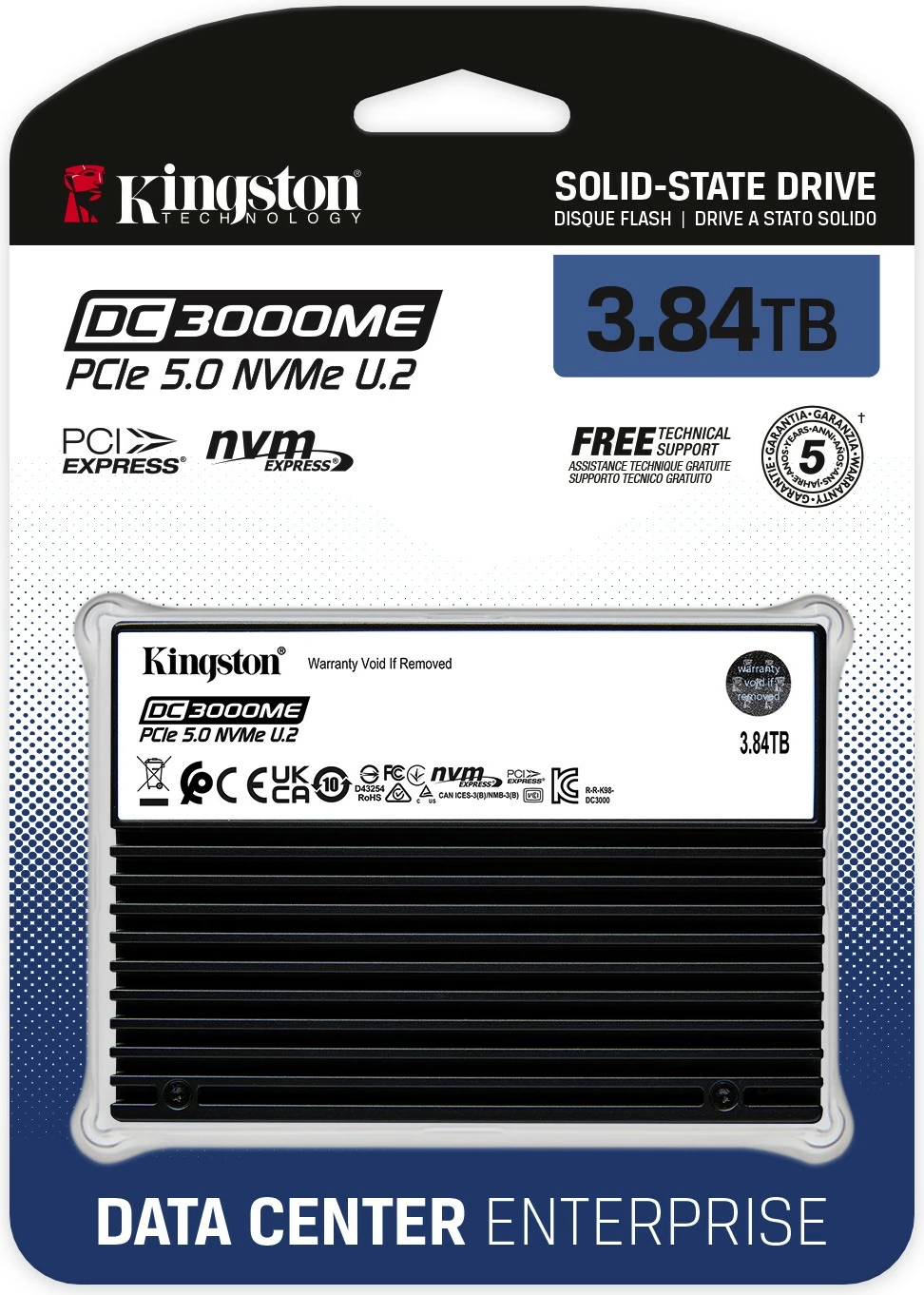 SSD 3,84 TB za strežnike, PCIe 5.0 NVMe, U.2 Kingston DC3000ME
