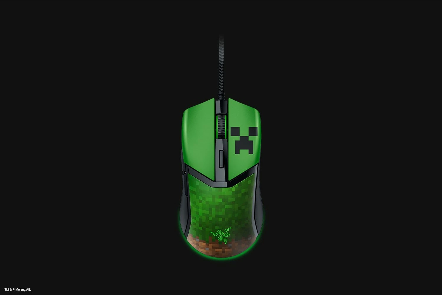 Gaming miš Cobra Minecraft Edition, Razer, z žico, zelen