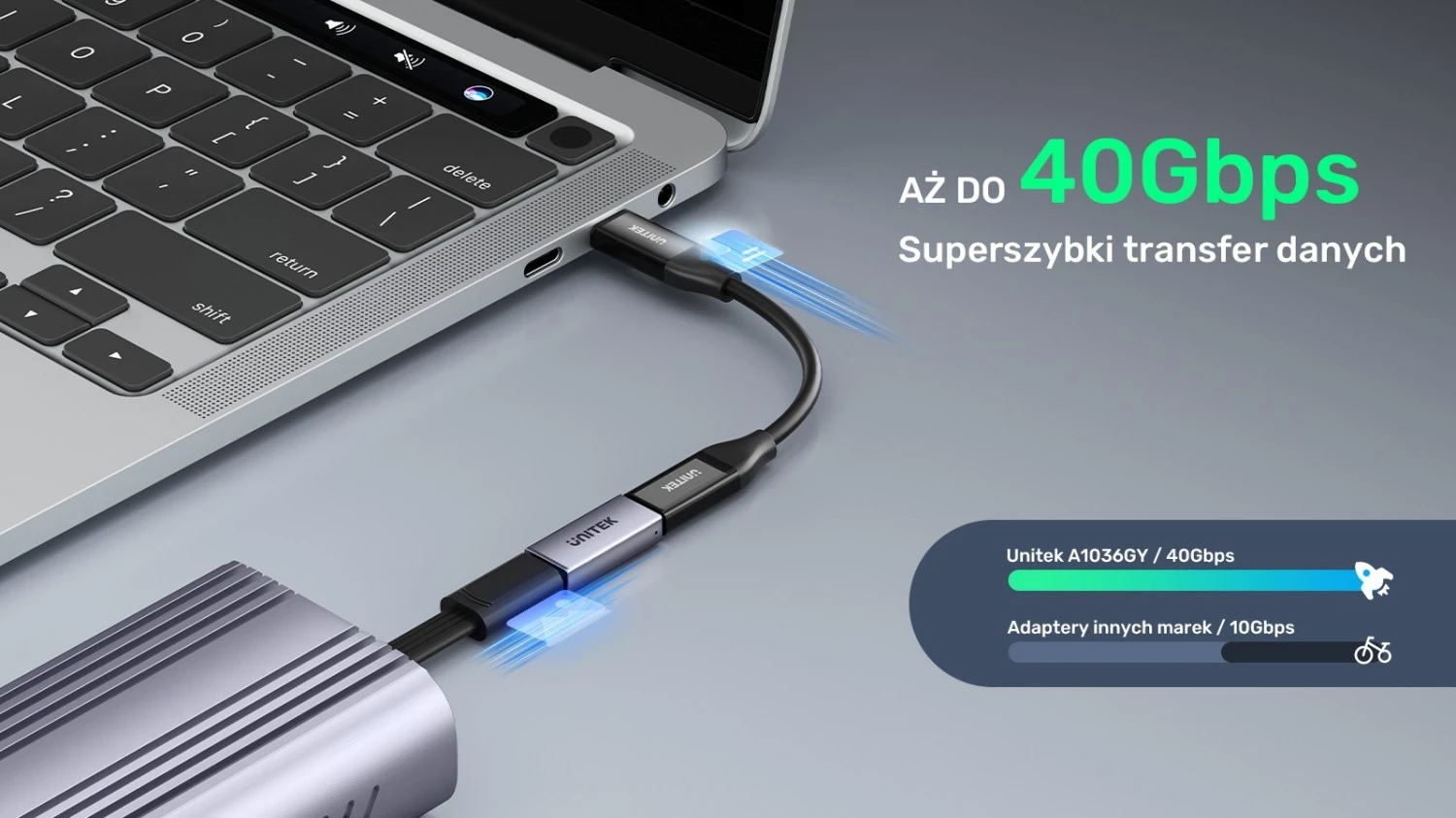 Kabel za povezavo USB-C na USB-C, 8K 40Gbps 240W, srebrn - Unitek