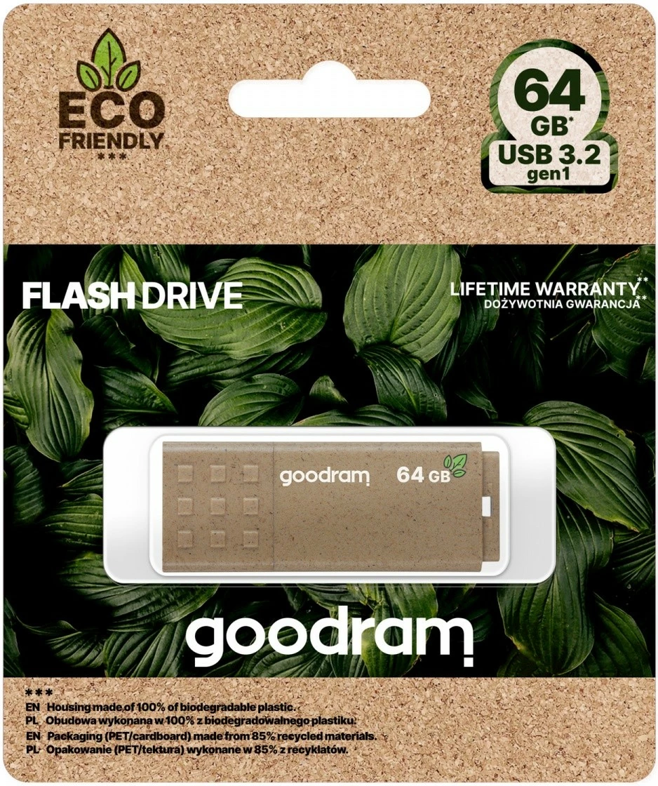 USB ključek 64 GB, rjav, GOODRAM UME3 Eco Friendly