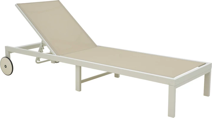 Ležalnik, aluminij bel, tekstilena bež, Mailo, 71x206x30 cm