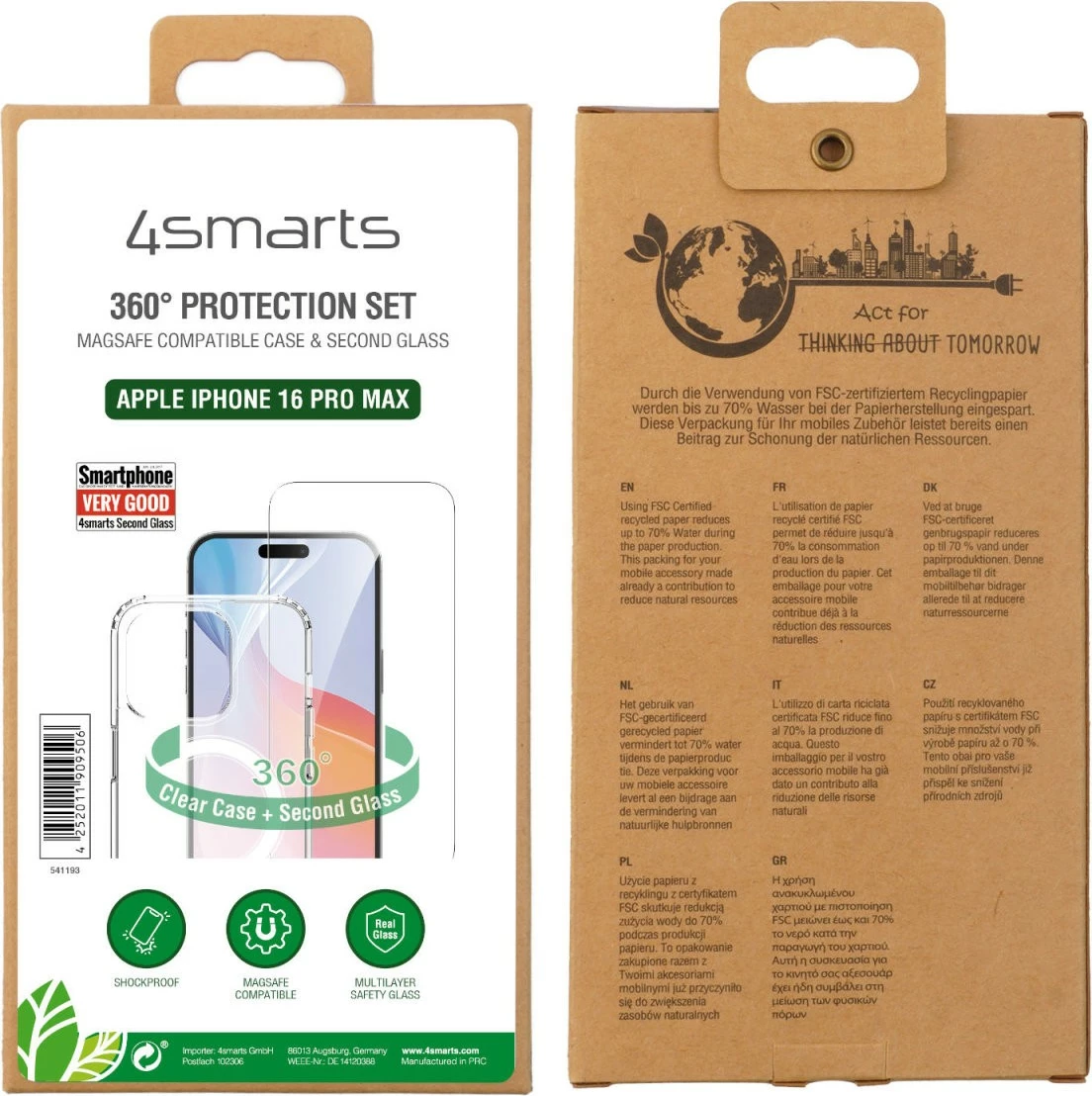 Prozoren ovitek za iPhone 16 Pro Max 4smarts 541193, odporen na udarce, Apple