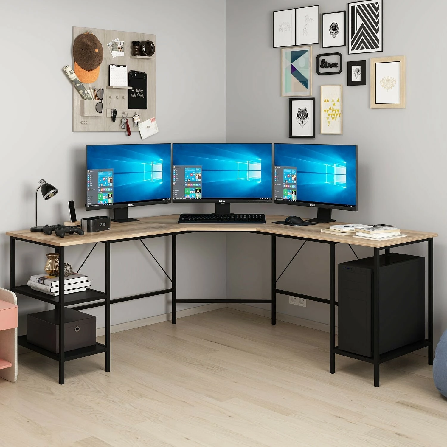 Kotna delovna miza, barva Dore, Hanah Home Power L - 8538