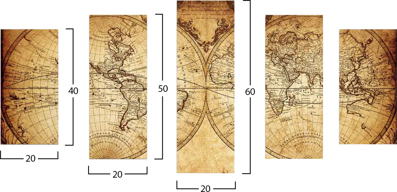 MDF slika FH7206.06 v vintage zemljevidu sveta 100x60x0,3 cm