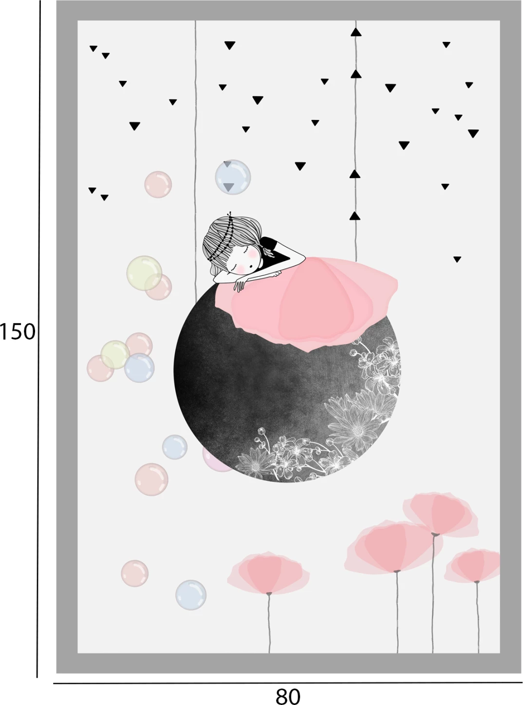 Otroška preproga z resicami, bela-siva-roza, 80Χ150 cm