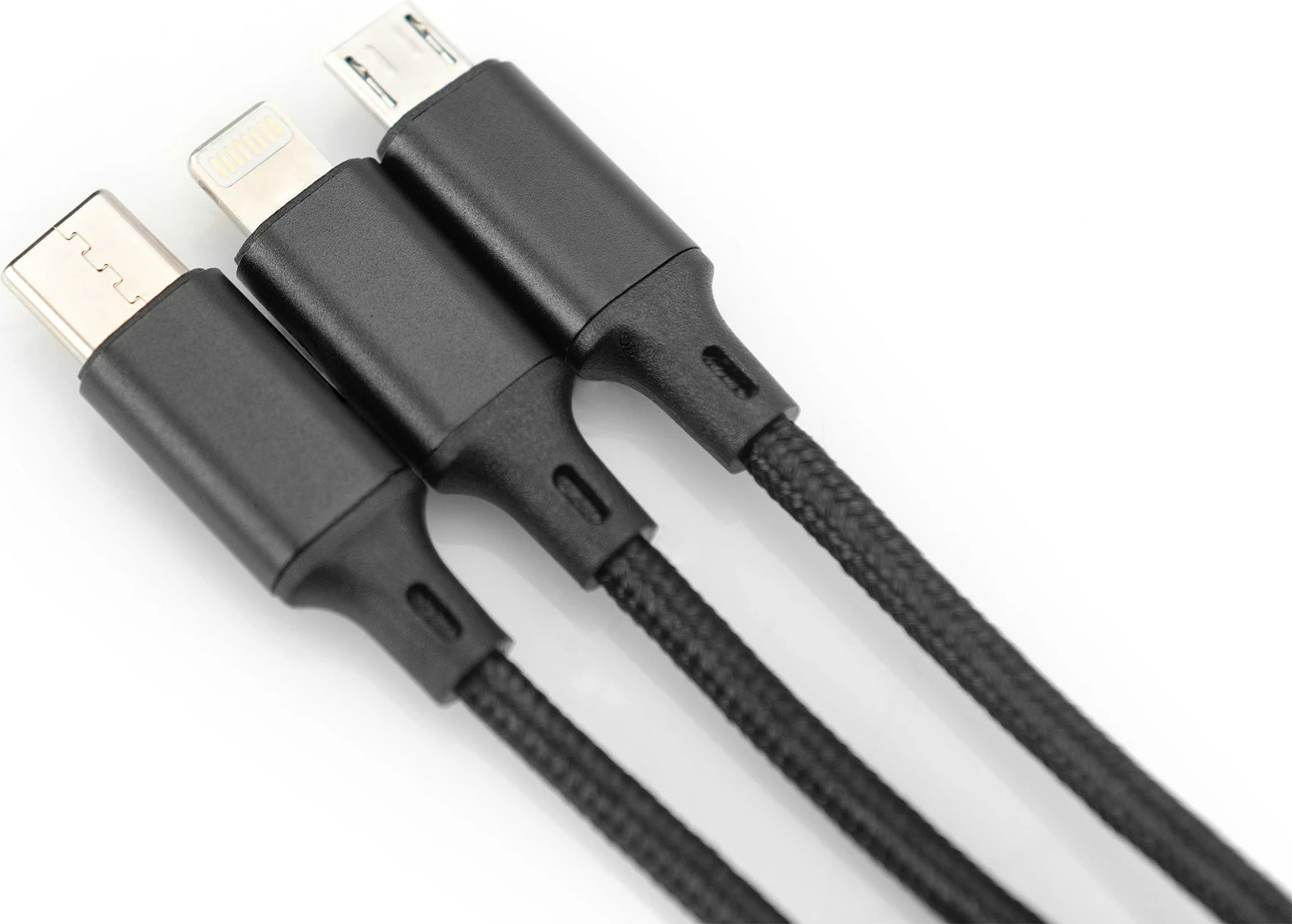 3-v-1 kabel za polnjenje Digitus, 1 m, USB A, USB C, črn