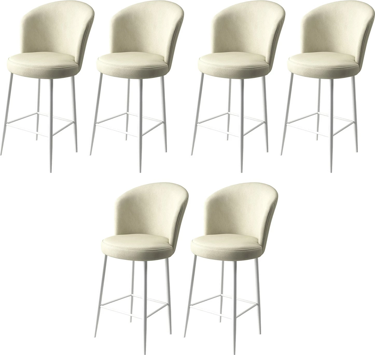 Set barskih stolov (6 kosov), Hanah Home Fora, kremno-bela