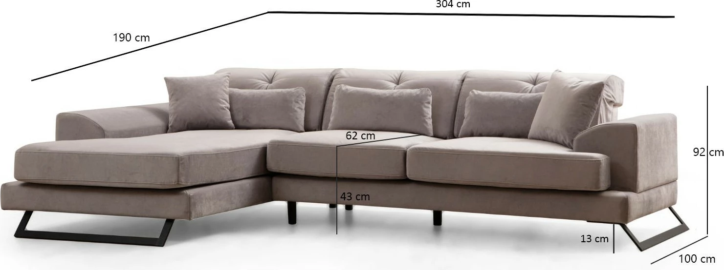 Kotna sedežna garnitura Frido, svetlo siva, Atelier del Sofa (Chl+3R)