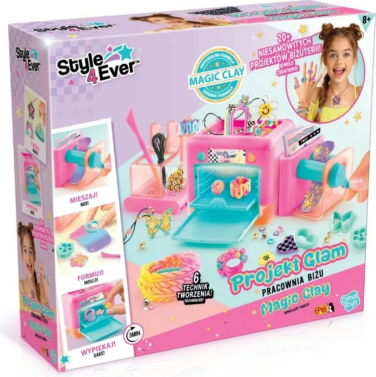 Kreativni set za delavnico nakita Epee Project Glam EP60467, modelirna glina z orodjem in 20+ elementi, 6+, večbarven