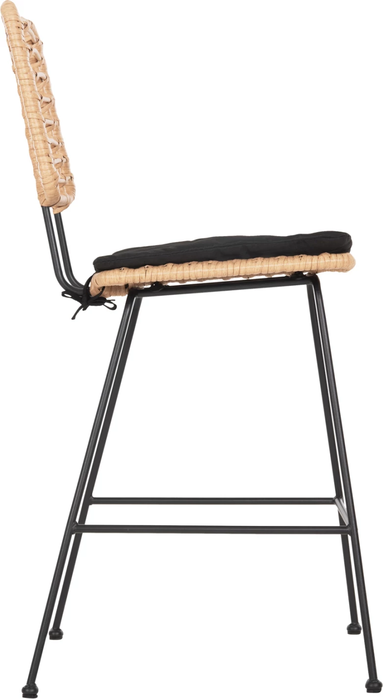 Barski stol srednje višine ALLEGRA FH5644.11 kovina in blazina črna-pletena bež 53x56x107H cm